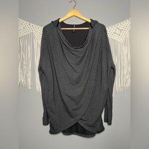 Athleta Purana Wrap Sweater Hoodie in Charcoal Grey Size Small